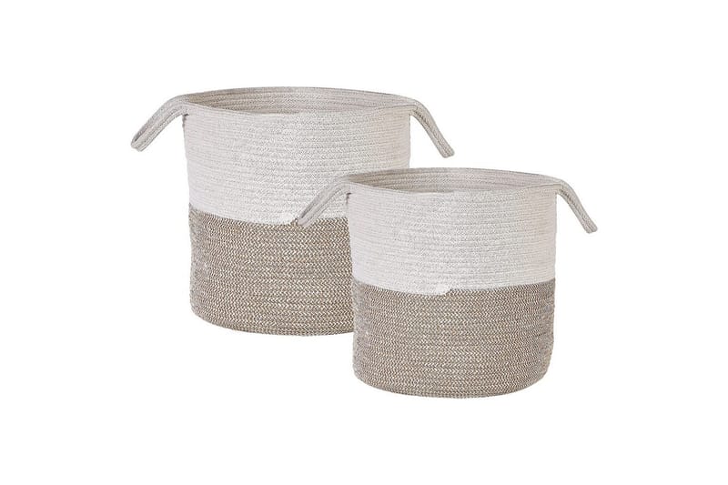 Kurv Pazha sett á 2. Beige, hvit - Beige, hvit - Oppbevaring - Kles oppbevaring - Skittentøyskurv