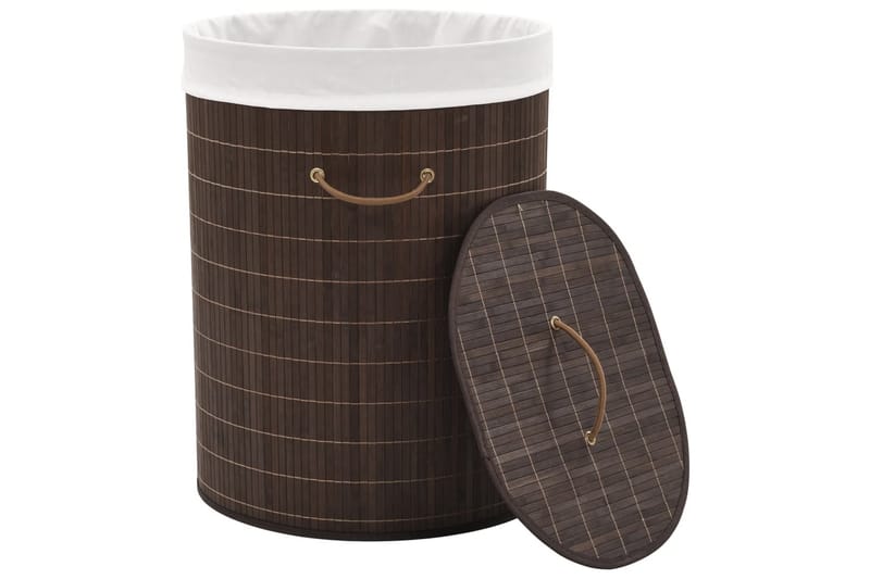 Skittentøyskurv bambus oval mørkebrun - Brun - Skittentøyskurv
