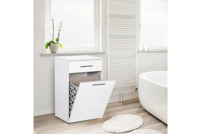 Byrå Vit högglans - Oppbevaring - Kles oppbevaring - Skittentøyskurv