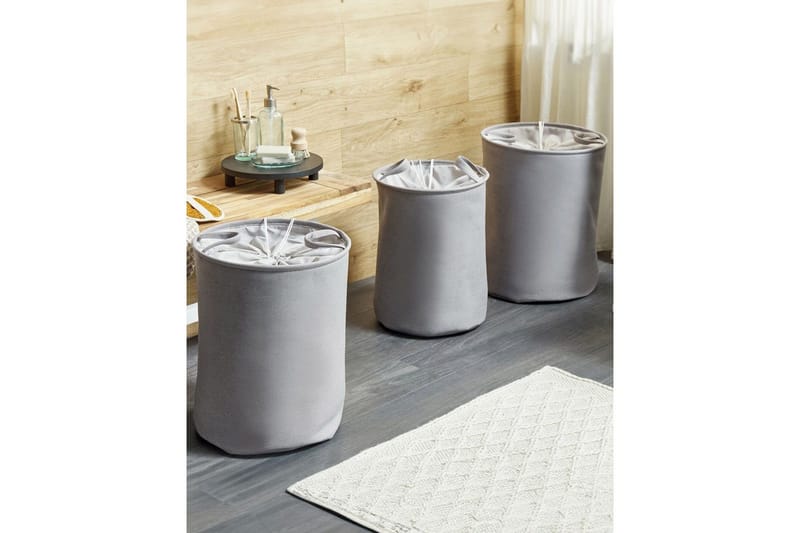 Vaskekurver Archa sett med 3 Grå - Grå - Oppbevaring - Kles oppbevaring - Skittentøyskurv