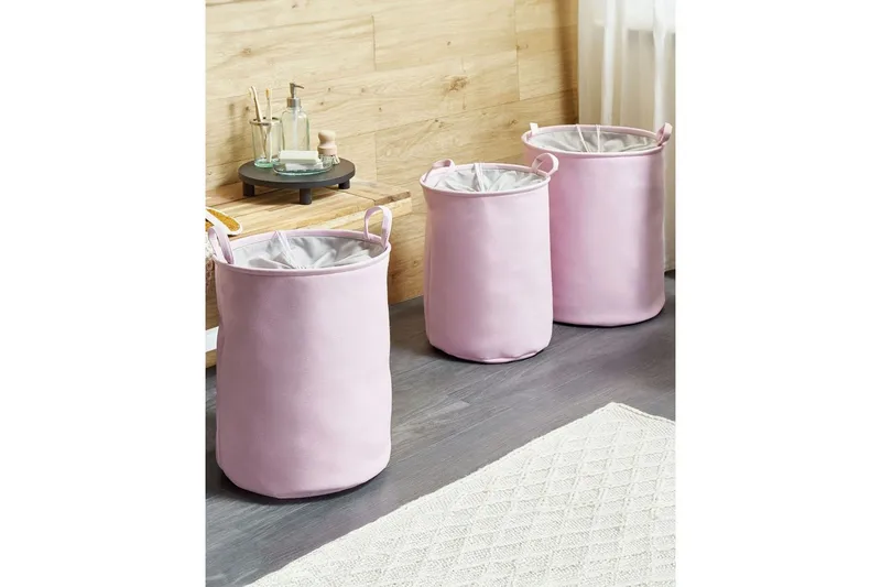 Vaskekurver Archa sett med 3 Rosa/grå - Rosa/grå - Oppbevaring - Kles oppbevaring - Skittentøyskurv