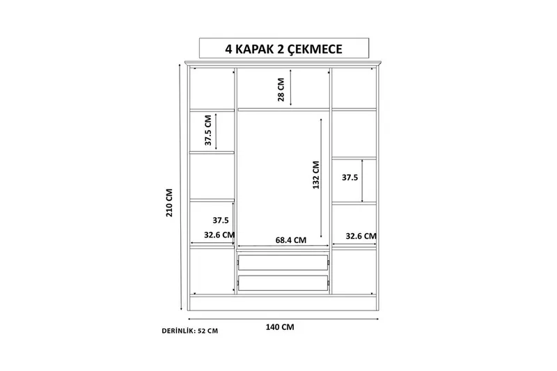 Kovric Garderobesskåp 140x210 cm - Matt Hvit - Oppbevaring - Garderober & garderobesystem