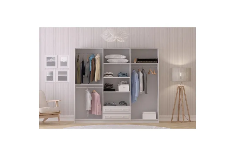 Kovric Hjørnegarderobe 210x184 cm - Matt Hvit - Oppbevaring - Garderober & garderobesystem