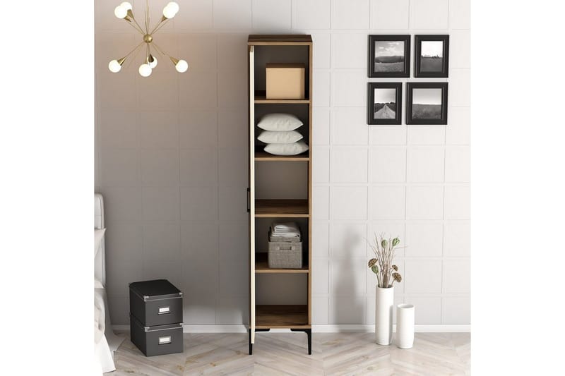Kumsal Garderobe 40x47,5 cm - Valnøtt/Krem - Oppbevaring - Garderober & garderobesystem