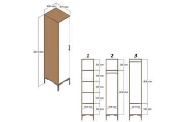 Kumsal Garderobe 40x47,5 cm - Valnøtt/Krem - Oppbevaring - Garderober & garderobesystem