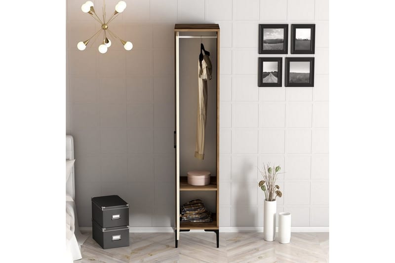 Kumsal Garderobe 40x47,5 cm - Valnøtt/Krem - Oppbevaring - Garderober & garderobesystem