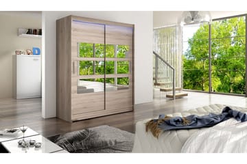 Leila Garderobe med Speil 150x200 cm - Beige - Oppbevaring - Garderober & garderobesystem