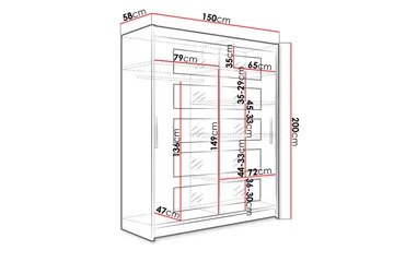 Leila Garderobe med Speil 150x200 cm - Beige - Oppbevaring - Garderober & garderobesystem