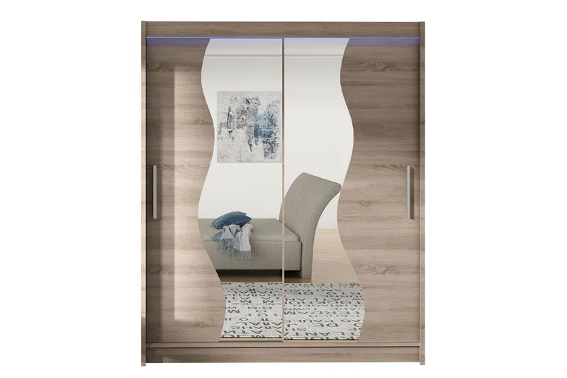 Leila Garderobe med Speil 150x200 cm, Beige