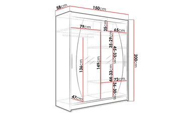 Leila Garderobe med Speil 150x200 cm - Beige - Oppbevaring - Garderober & garderobesystem