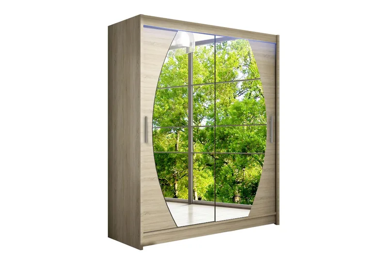 Leila Garderobe med Speil 150x200 cm, Beige