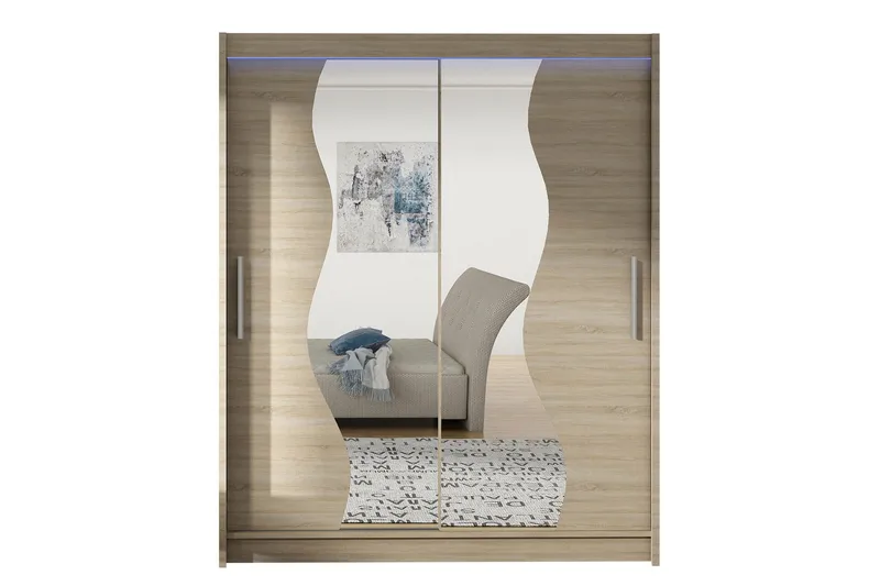 Leila Garderobe med Speil 150x200 cm, Beige
