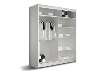 Leila Garderobe med Speil 150x200 cm - Hvit - Oppbevaring - Garderober & garderobesystem