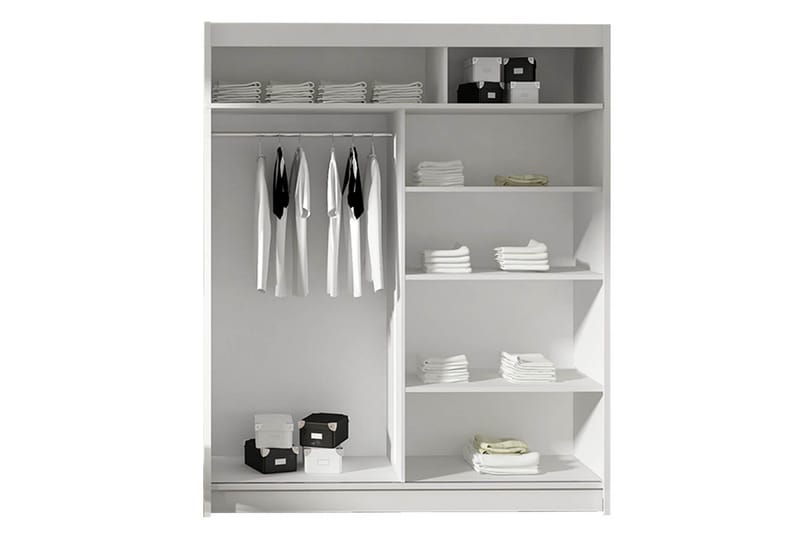 Leila Garderobe med Speil 150x200 cm - Hvit - Oppbevaring - Garderober & garderobesystem