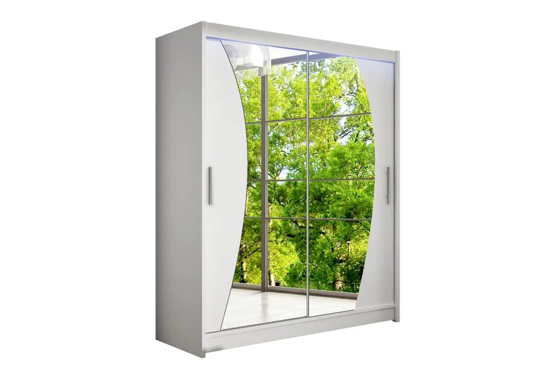 Leila Garderobe med Speil 150x200 cm, Hvit