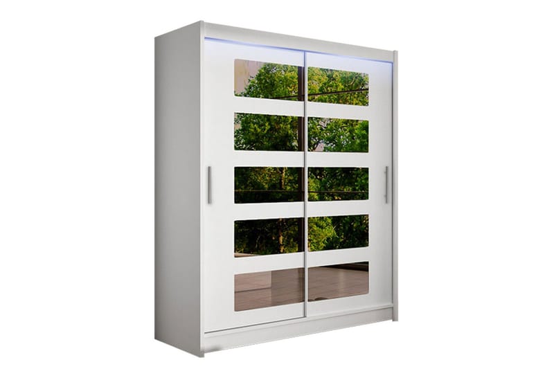 Leila Garderobe med Speil 150x200 cm, Hvit