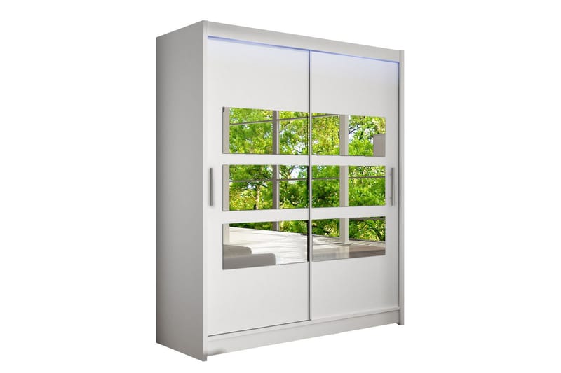 Leila Garderobe med Speil 150x200 cm, Hvit