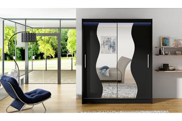 Leila Garderobe med Speil 150x200 cm - Svart - Oppbevaring - Garderober & garderobesystem