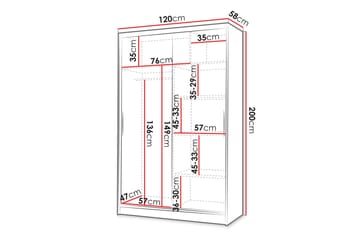 Liverpool Garderobe Med Speil 120x200 cm - Beige - Oppbevaring - Garderober & garderobesystem