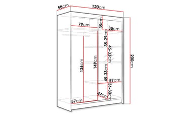 Liverpool Garderobe med Speil 120x200 cm - Brun/Hvit - Oppbevaring - Garderober & garderobesystem