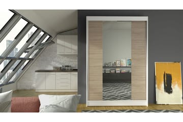 Liverpool Garderobe med Speil 120x200 cm - Brun/Hvit - Oppbevaring - Garderober & garderobesystem