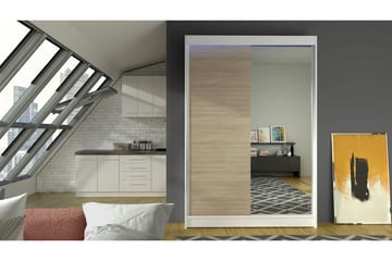 Liverpool Garderobe med Speil 120x200 cm - Brun/Hvit - Oppbevaring - Garderober & garderobesystem