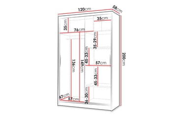 Liverpool Garderobe Med Speil 120x200 cm - Grå - Oppbevaring - Garderober & garderobesystem