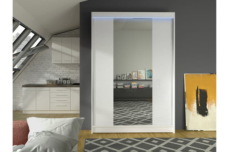 Liverpool Garderobe Med Speil 120x200 cm - Grå - Oppbevaring - Garderober & garderobesystem