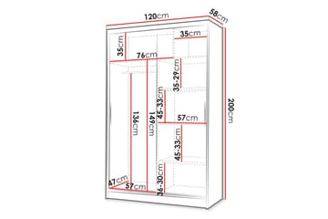 Liverpool Garderobe Med Speil 120x200 cm - Grå - Oppbevaring - Garderober & garderobesystem