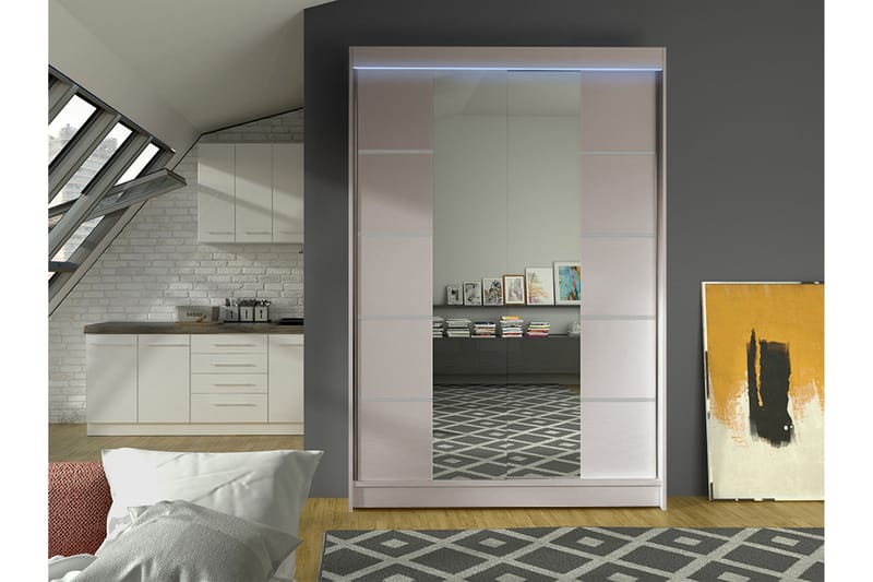 Liverpool Garderobe Med Speil 120x200 cm - Grå - Oppbevaring - Garderober & garderobesystem