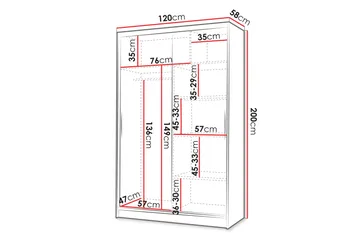 Liverpool Garderobe Med Speil 120x200 cm - Grå - Oppbevaring - Garderober & garderobesystem