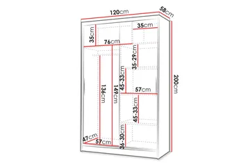 Liverpool Garderobe Med Speil 120x200 cm - Hvit - Oppbevaring - Garderober & garderobesystem