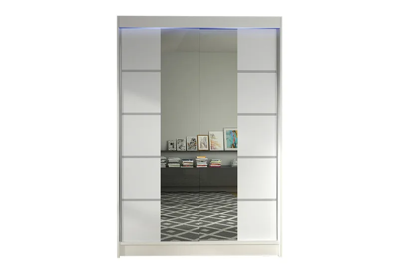 Liverpool Garderobe med Speil 120x200 cm, Hvit