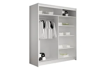 Liverpool Garderobe Med Speil 120x200 cm - Hvit - Oppbevaring - Garderober & garderobesystem