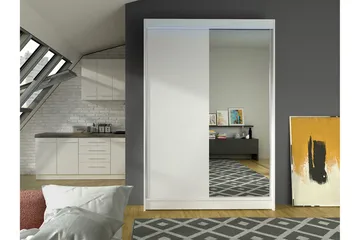 Liverpool Garderobe Med Speil 120x200 cm - Hvit - Oppbevaring - Garderober & garderobesystem