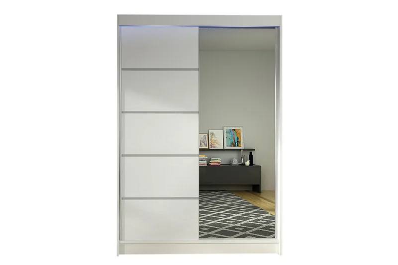 Liverpool Garderobe med Speil 120x200 cm, Hvit