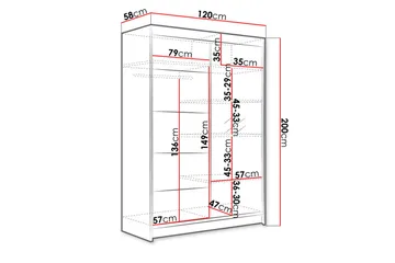 Liverpool Garderobe med Speil 120x200 cm - Hvit - Oppbevaring - Garderober & garderobesystem