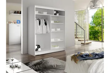 Liverpool Garderobe Med Speil 120x200 cm - Hvit/Brun - Oppbevaring - Garderober & garderobesystem