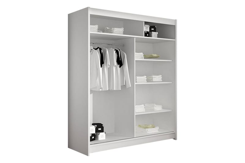 Liverpool Garderobe Med Speil 120x200 cm - Hvit/Brun - Oppbevaring - Garderober & garderobesystem