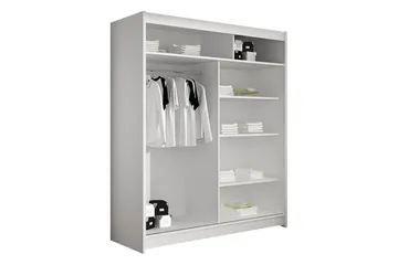 Liverpool Garderobe Med Speil 120x200 cm - Hvit/Brun - Oppbevaring - Garderober & garderobesystem