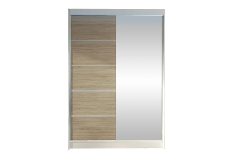 Liverpool Garderobe Med Speil 120x200 cm - Hvit/Brun - Oppbevaring - Garderober & garderobesystem