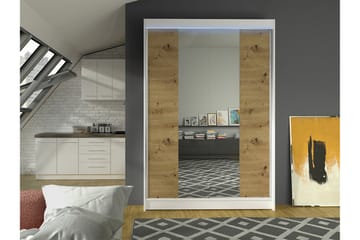 Liverpool Garderobe Med Speil 120x200 cm - Hvit/Brun - Oppbevaring - Garderober & garderobesystem