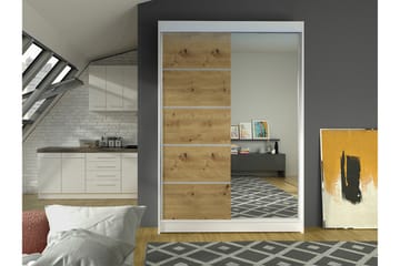 Liverpool Garderobe Med Speil 120x200 cm - Hvit/Brun - Oppbevaring - Garderober & garderobesystem