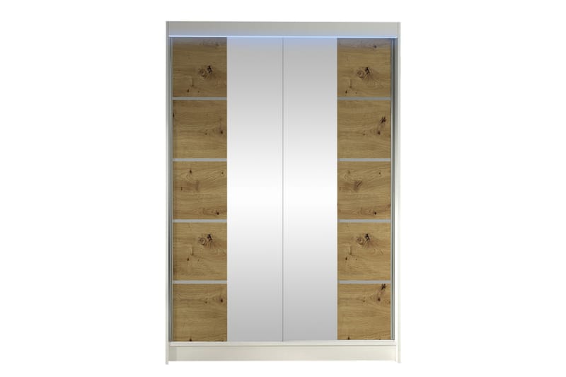 Liverpool Garderobe Med Speil 120x200 cm - Hvit/Brun - Oppbevaring - Garderober & garderobesystem