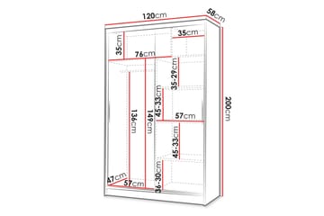 Liverpool Garderobe Med Speil 120x200 cm - Svart - Oppbevaring - Garderober & garderobesystem