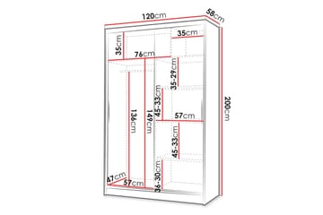 Liverpool Garderobe Med Speil 120x200 cm - Svart/Brun - Oppbevaring - Garderober & garderobesystem