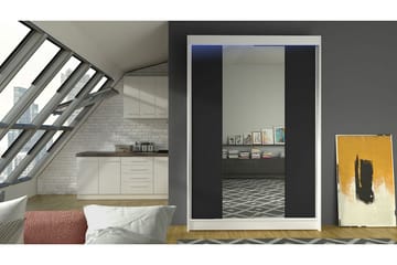 Liverpool Garderobe med Speil 120x200 cm - Svart/Hvit - Oppbevaring - Garderober & garderobesystem