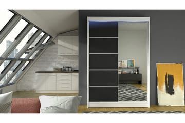 Liverpool Garderobe med Speil 120x200 cm - Svart/Hvit - Oppbevaring - Garderober & garderobesystem