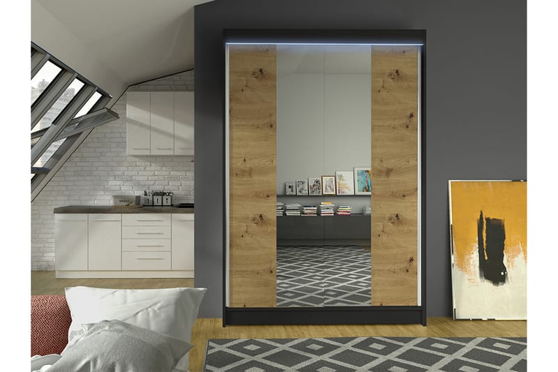 Liverpool Garderobe Med Speil 120x200 cm - Oppbevaring - Garderober & garderobesystem