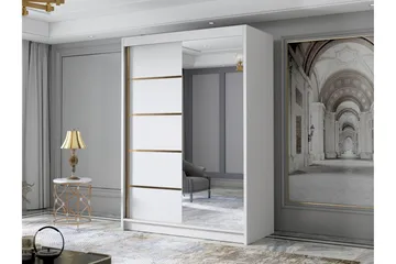 Lungos Garderobe med Speil 120x200 cm - Hvit - Oppbevaring - Garderober & garderobesystem